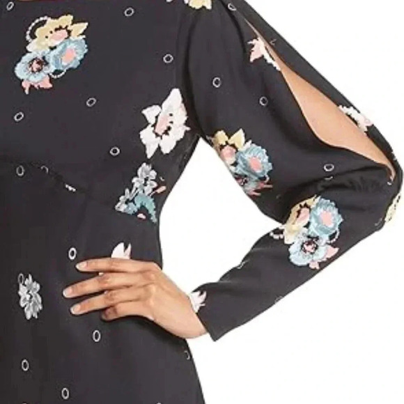 Free People Sunshadows Split-Sleeve Mini Dress in Night Combo Bohemian Date 0 - Picture 10 of 10